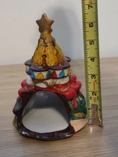 Ceramic Tea Light Christmas Tree Stockings Wreaths Votive Candle Holder 7" Tall