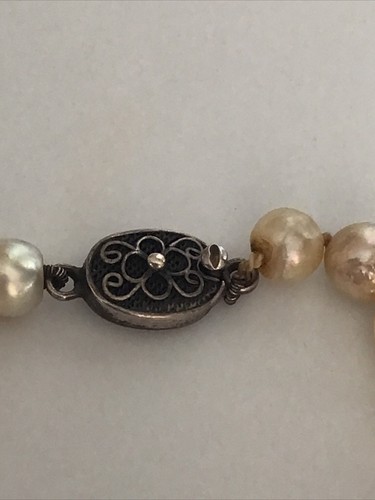 22" Strand Cultured Pearls Necklace 3.5-4.7MM Safety Clasp Marked Silver - Picture 5 of 9