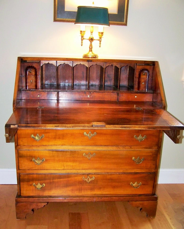 18th Century Wood Desk New England Drop-Front Stunning Patina from Salem MA - Image 4 of 4