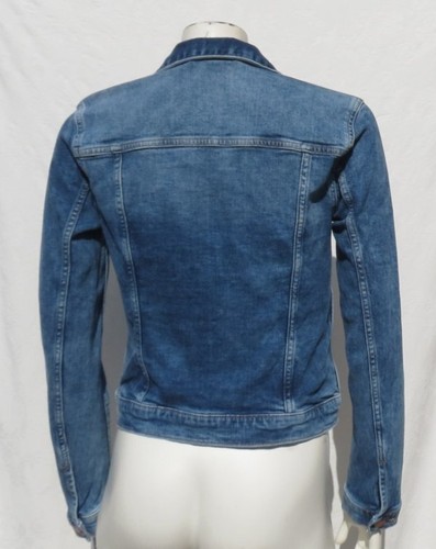H&M Denim US Damen 4 6 S Stretch mittelblau schmale Passform Jeans Jacke Top Kupfer - Bild 2 von 6