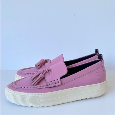 Atelje71 Womens Cole Tassel Flat Nappa Leather Platform Loafer in Pink US 7.5M