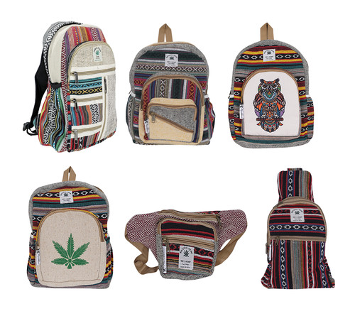 Pure Hemp Backpack Natural Handmade Himalayan Daypack Travel Hiking Purse