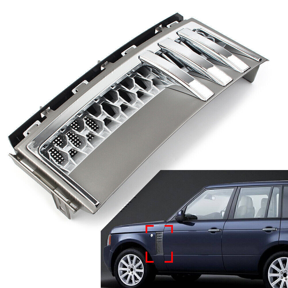 Side Fender Vent Grille Gray+Silver For Land Rover Range Rover L322 2002-12 Left