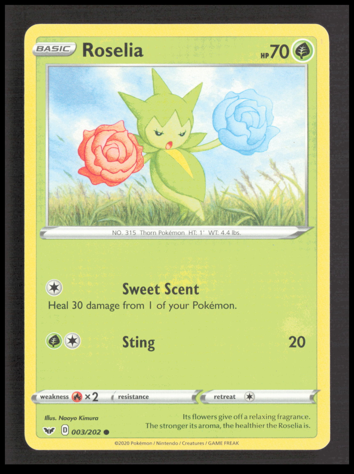 Roselia 003/202 Common SWSH01: Sword & Shield Base Set Pokemon tcg CB-1-2-B-28