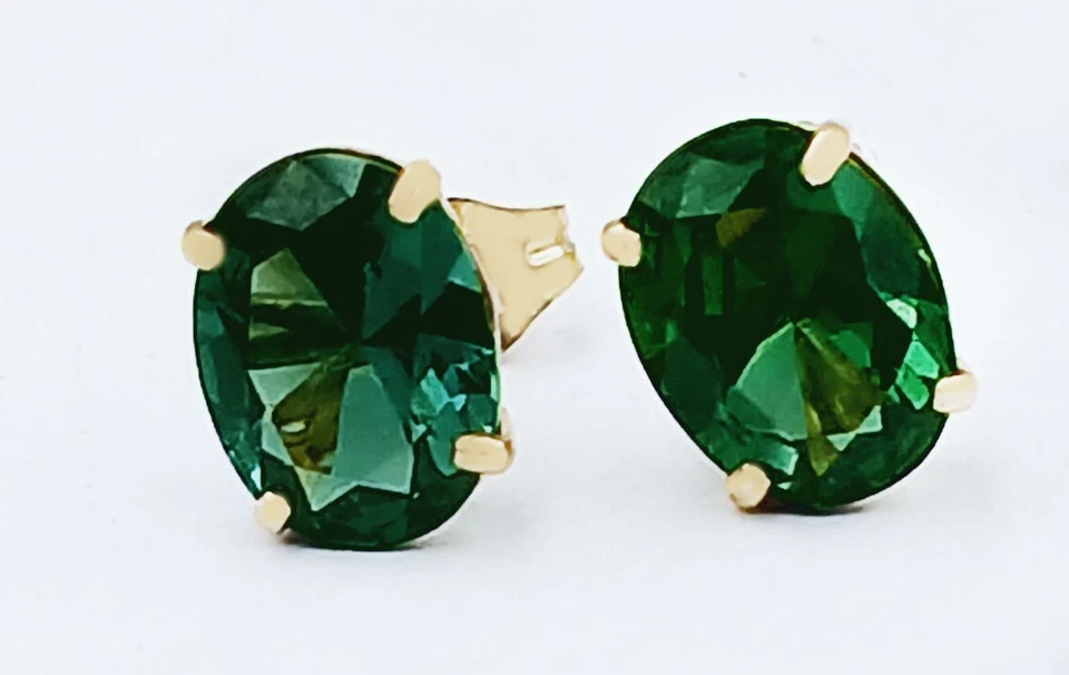 PENDIENTES TSAVORITA ORIGINALES 3,34 quilates oro amarillo 14K - Servicio de tasación gratuito Foto 2 de 4