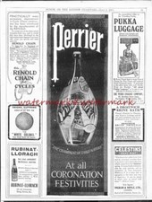 PERRIER WATER (George V Coronation) - Original 1911 ADVERTISEMENT. Free UK Post