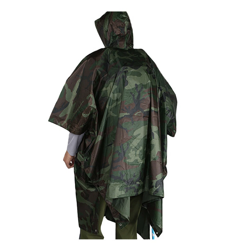 Армейский зеленый плащ водонепроницаемый с капюшоном дождевик кемпинг туризм охота пончо - Изображение 3 из 4