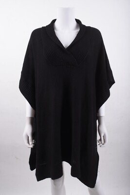 My Collection Womens Black V-Neck Button Up Sweater Shawl Sz US Large