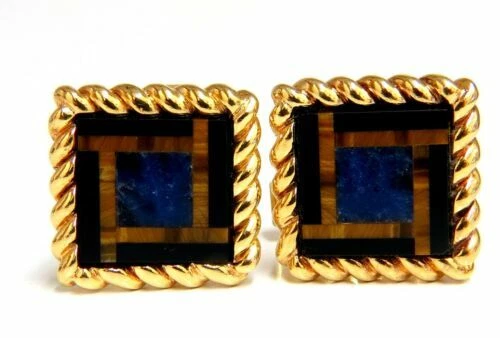 Onyx Yellow Gold Cufflinks for Men