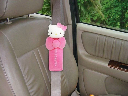 New Hello Kitty Bow Knot Car Seat Belt Shoulder Pads 2pcs Car Accessories (Pink)