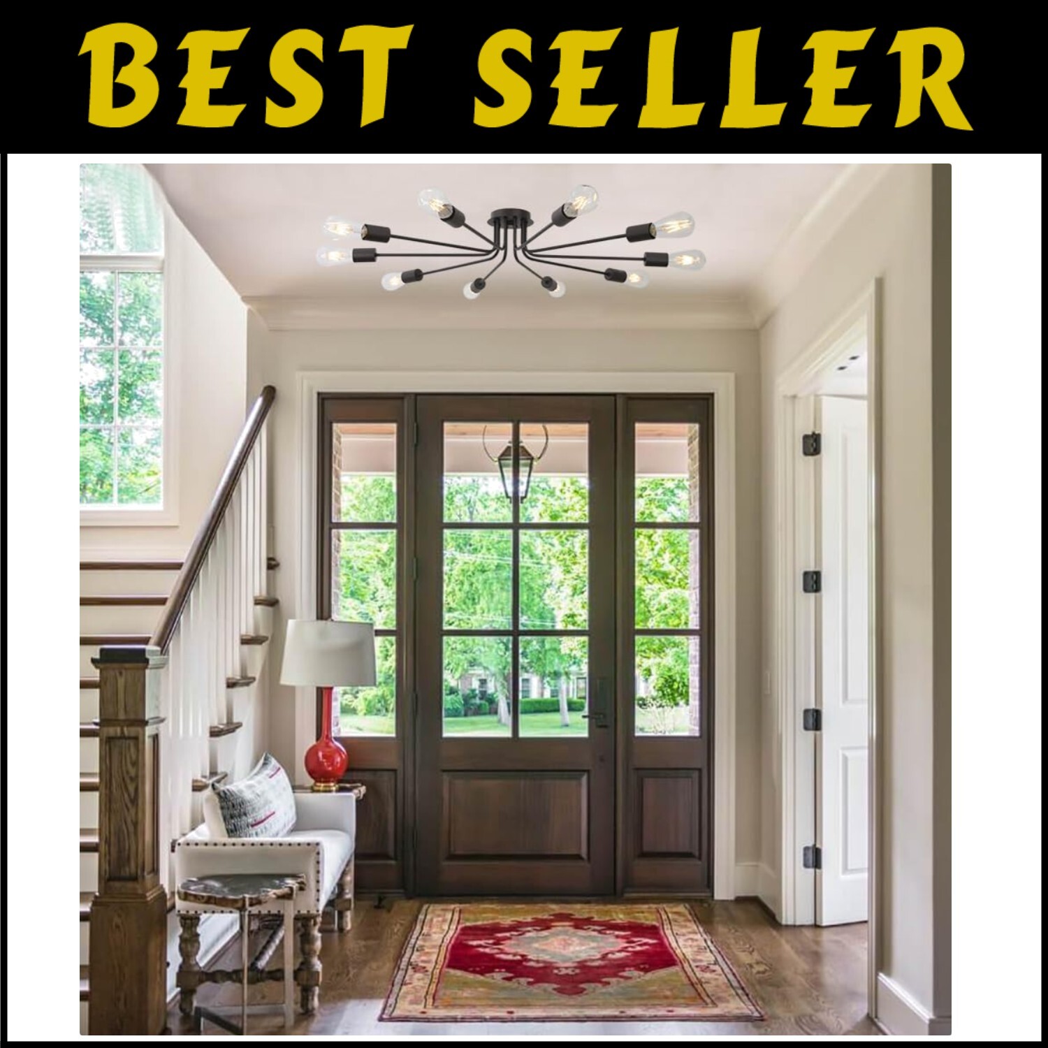 10-Light Semi Flush Mount Ceiling Fixture for Kitchen & Living Room