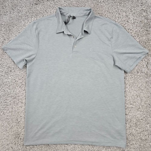 Vuori Polo Shirt Men Medium Blue Performance Knit Twill Short Sleeve Minimalist