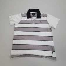 Huf Polo Shirt Adult Medium Gray White Striped Casual Outdoors Mens