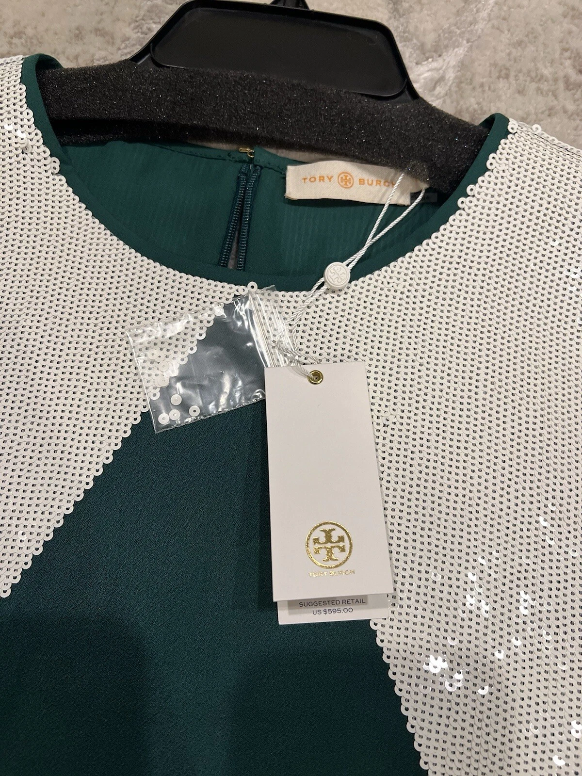 Tory Burch Green And White Tunic Size 10