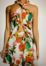 GIANNI BINI Halter Neck Tie Front Dress NWT Sz 12 Ivy Tropical CUTE! GREAT PRICE