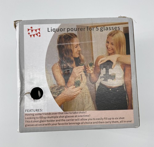 Dispensador de vidrio de 5 disparos soporte vertido juego de beber dispensadores de cerveza licor - Imagen 3 de 5