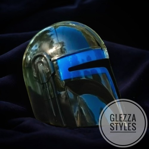 Blue Mandalorian Series Medieval Armour Star Wars Steel Helmet For Cosplay - Picture 5 of 6