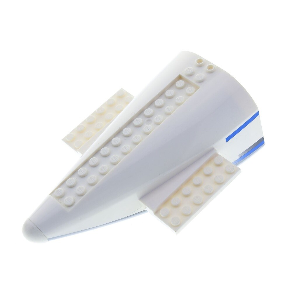 1x Lego Airplane Tail 12x17x7 White Light Gray Fuselage Curved Roof 54701c01pb01