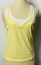 SJB Active Tank Top With Bra Support Size L Yellow /white