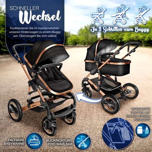 MAGIC® 3 in 1 Kombi-Kinderwagen Buggy Reisebuggy inkl. Auto- Babyschale Faltbar - Photo 5/9