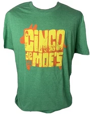 2017 MOE'S CINCO DE MOE'S RESTAURANT T SHIRT, GREEN HEATHER, SIZE XL GENTLY WORN