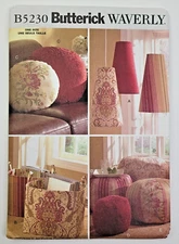 Butterick Sew Pattern 5230 Pillows Light Shades Footstool & Storage Baskets UC