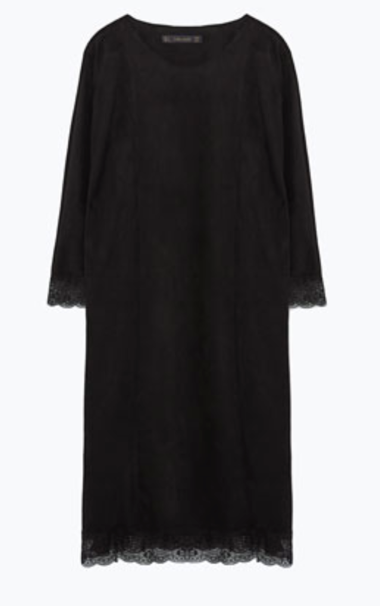 zara lace shift dress Zara faux suede combined lace shift dress-black-size XS-NWT