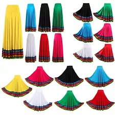 Womens Long Full Circle Folklorico Mexican Flamenco Performance Dance Skirts