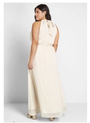 white christmas dresses Long White Chiffon Formal Dress with Long Sleeves Off White / 2XSmall main image 1
