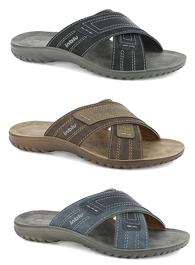 inblu Pantofole da Uomo con Scudetto, Grigio, 41 EU, PO000078