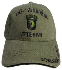 U.S. Army Hat / 101st Airborne VETERAN Division Washed OD Green Baseball Cap X1