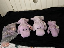 Vintage 1993 Ty Rare Collectible 2 Happy The Hippo’s with PVC, 2 Happy Teenies.
