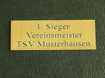 MARKENLOS GRAVURSCHILDER, POKAL SCHILDER, in versch. Größen u. Farben +inkl. Ihrer Gravur+