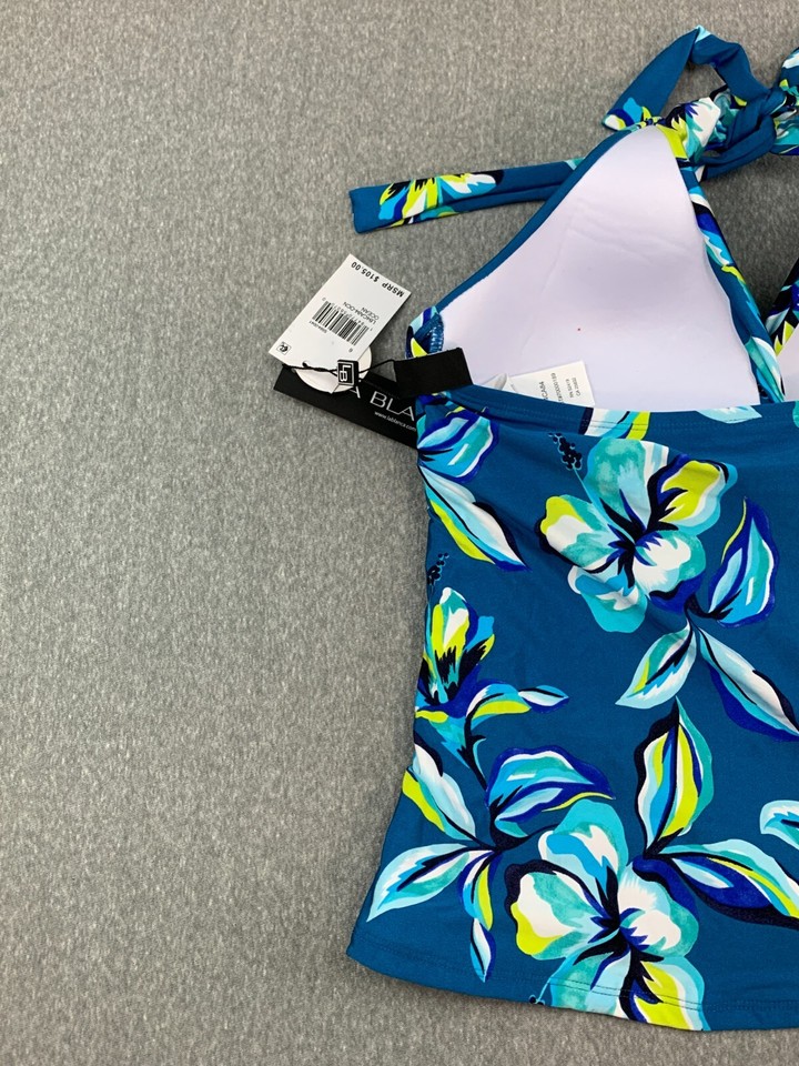La Blanca Halter Tankini Swimsuit Top Womens 6 Ocean Floral Molded Cups