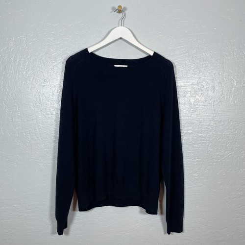 Vince Women XL Navy Blue Wool Cashmere Blend Knit Sweater Academia Preppy