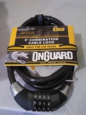 New Onguard Cable Lock 6' Combination bicycle great for car racks bike