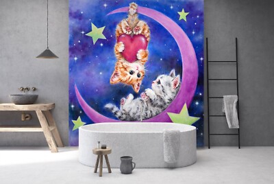 3D Moon Love Cat A2642 Wallpaper Wall Mural Self-adhesive Kayomi Harai Amy 2023