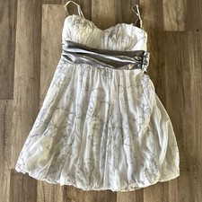 Speechless Strapless Dress Size S White with Silver Glitter Flowers Mini Dress