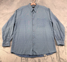 Jhane Barnes Shirt Mens Large Blue Stripes Geometric Button Up Long Sleeve Japan