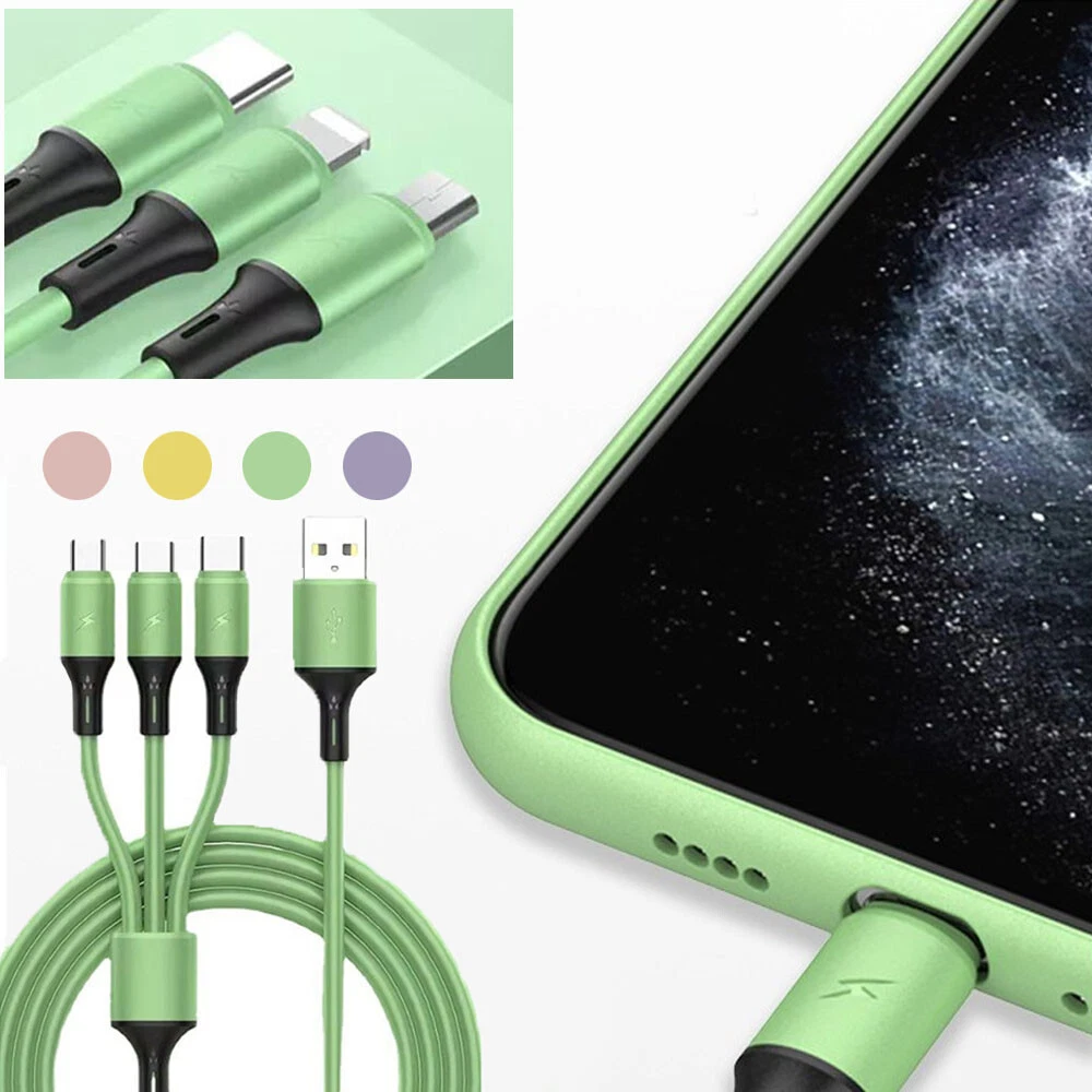 3 In 1 Charging USB Cable Charger Phone Type-C Micro IOS Multi Head ALL Phone_voghion.com