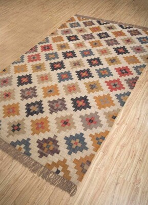 Wool Jute Vintage Kilim Rug moroccan navajo rug tribal southwestern kilim rug