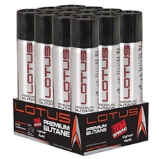 12 Pack Lotus Premium Lighter Butane Refill Fuel 13.40 oz 400ml Canister 8295