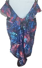Daci Plus Size 14W One Piece Floral Ruffled Tummy Control Swimsuit NWT