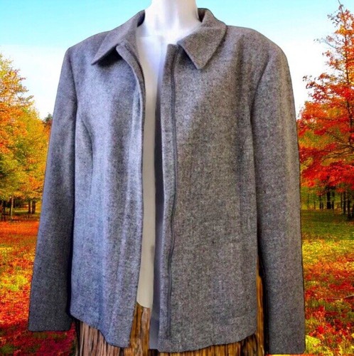 Ann Freedburg USA Full Zip Tweed Wolle Sakko Blazer gefüttert Vintage Damen 14 - Bild 6 von 12