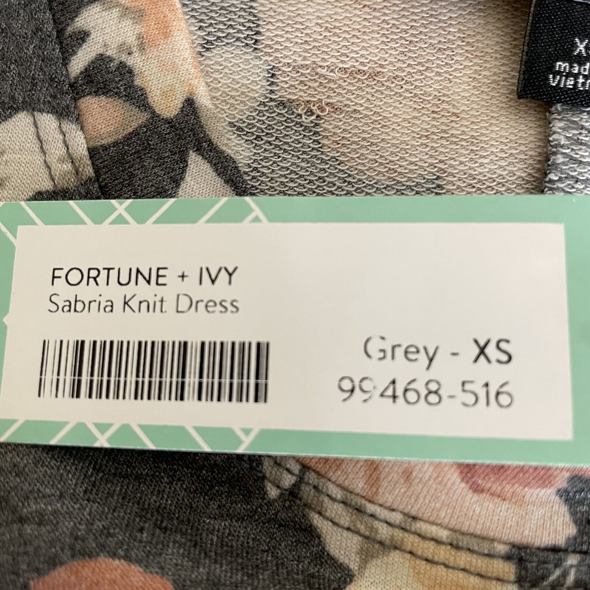 Fortune+Ivy NWT Sabrina Knit Dress Floral Pattern Sleeveless Gray Sz.XS  Fairy | eBay