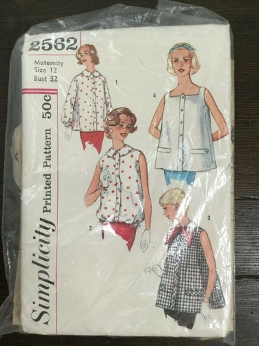 Simplicity 3510 Vintage 50s 60s Maternity Top Shirt Sz 12 Bust 32 Cut Complete - Picture 2 of 5