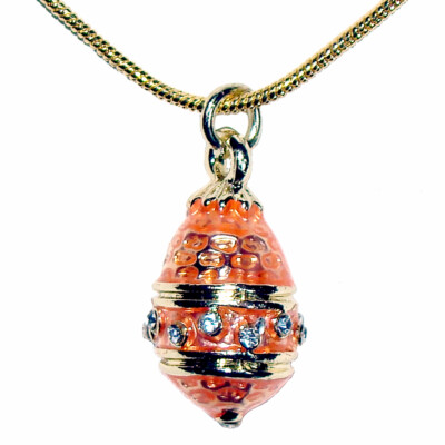 Collier pendentif œuf Fabergé russe en émail coloré magnifique en cristal pour femmes pour la fête de Pâques