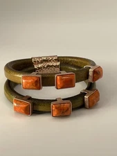 Rare Jay King DRT Bracelets | Authentic Coral & Leather | Ron Carey Estate