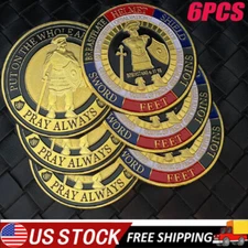 6PCS Put On the Whole Armor Of God Commemorative Collection Challenge Coins Gift