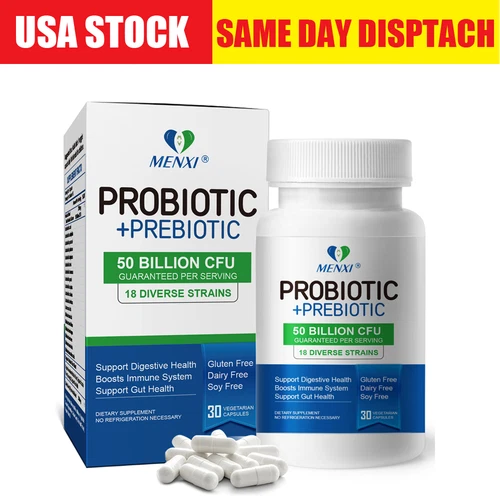 Prebiotic and Probiotic 18 Diverse Strains 30 Caps - 50 Billion CFU - Gut Health
